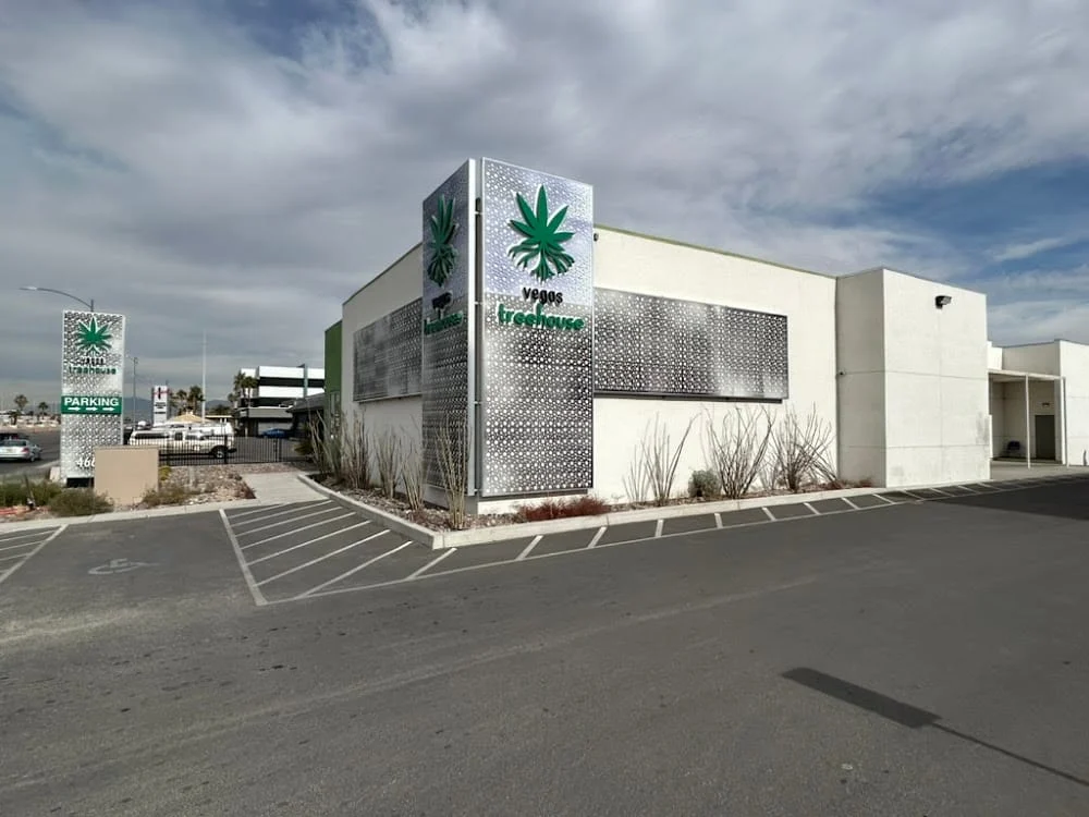 The Vegas Treehouse building on South Decatur, seen from the lot